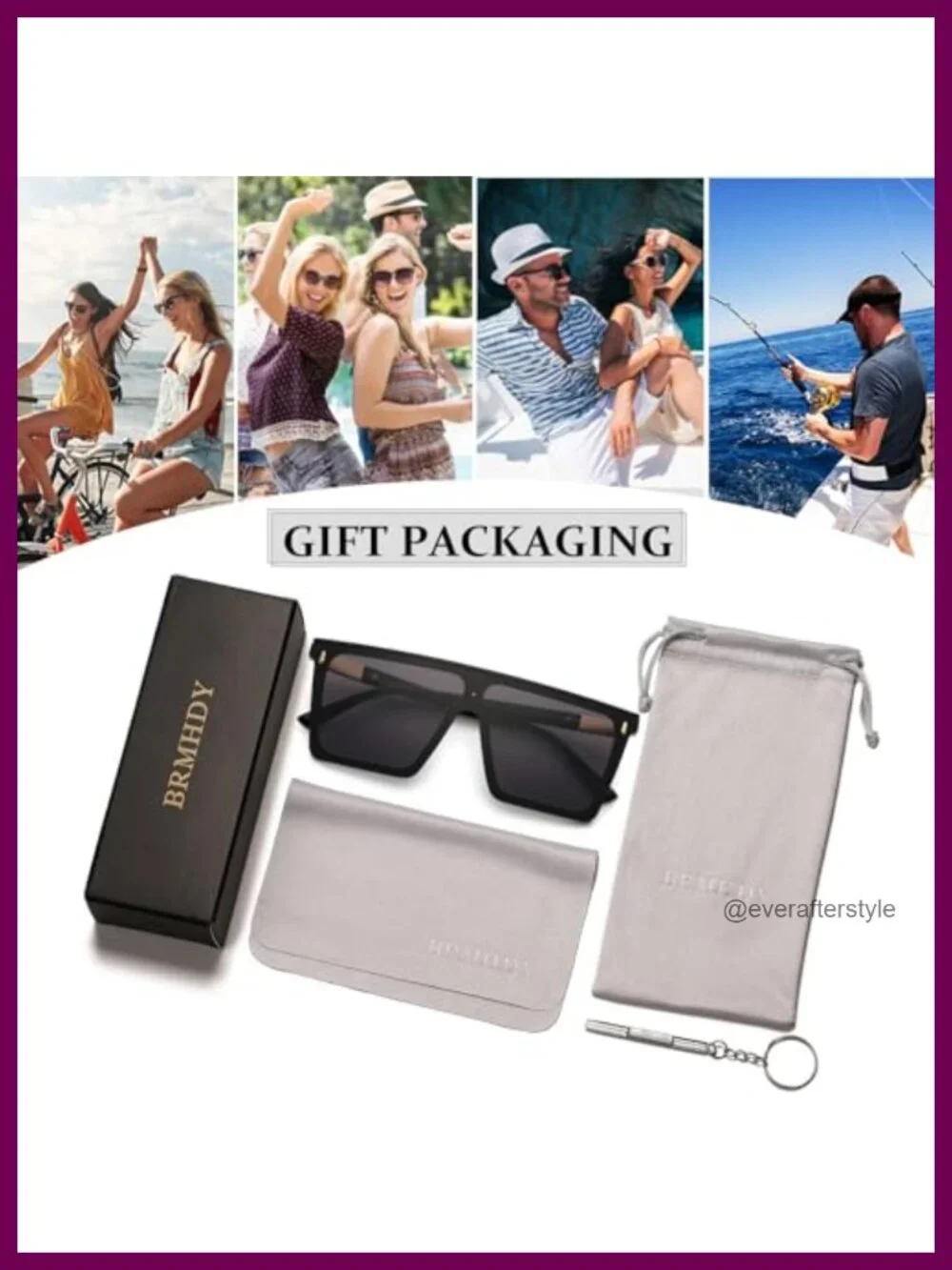 Oversized Square Sunglasses Flat Top UV400 Protection Unisex